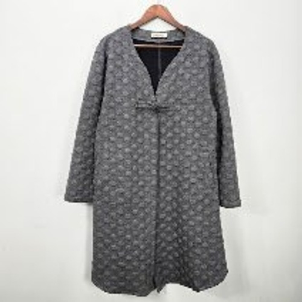 Mordenmiss Longline Knit Cardigan Duster L Gray Polka Dot Bubble Lagenlook Coat